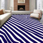 Deep Blue Diagonal Stripe Wave Rug