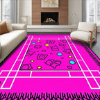 Vibrant Pink Abstract Shape Scatter Rug