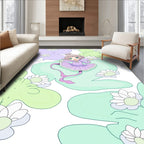 Pastel Lavender Green Floral Girl Rug