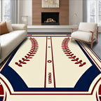 Crimson Navy Laurel Baseball Jersey Rug