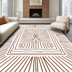 Brown Earthy Radial Sunburst Lines Rug