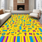 Cheerful Yellow Music Note Icons Rug