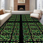 Emerald Green Abstract Organic Grid Rug