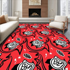 Bold Red Cartoon Faces Stars Rug
