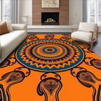 Radiant Orange Teal Mandala medallion Rug