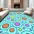Retro Teal Bubbles Orange Purple Yellow Rug