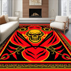 Fiery Skull With Spears And Border Rug