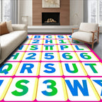 Alphabet Numbers Bold Gradient Squares Rug
