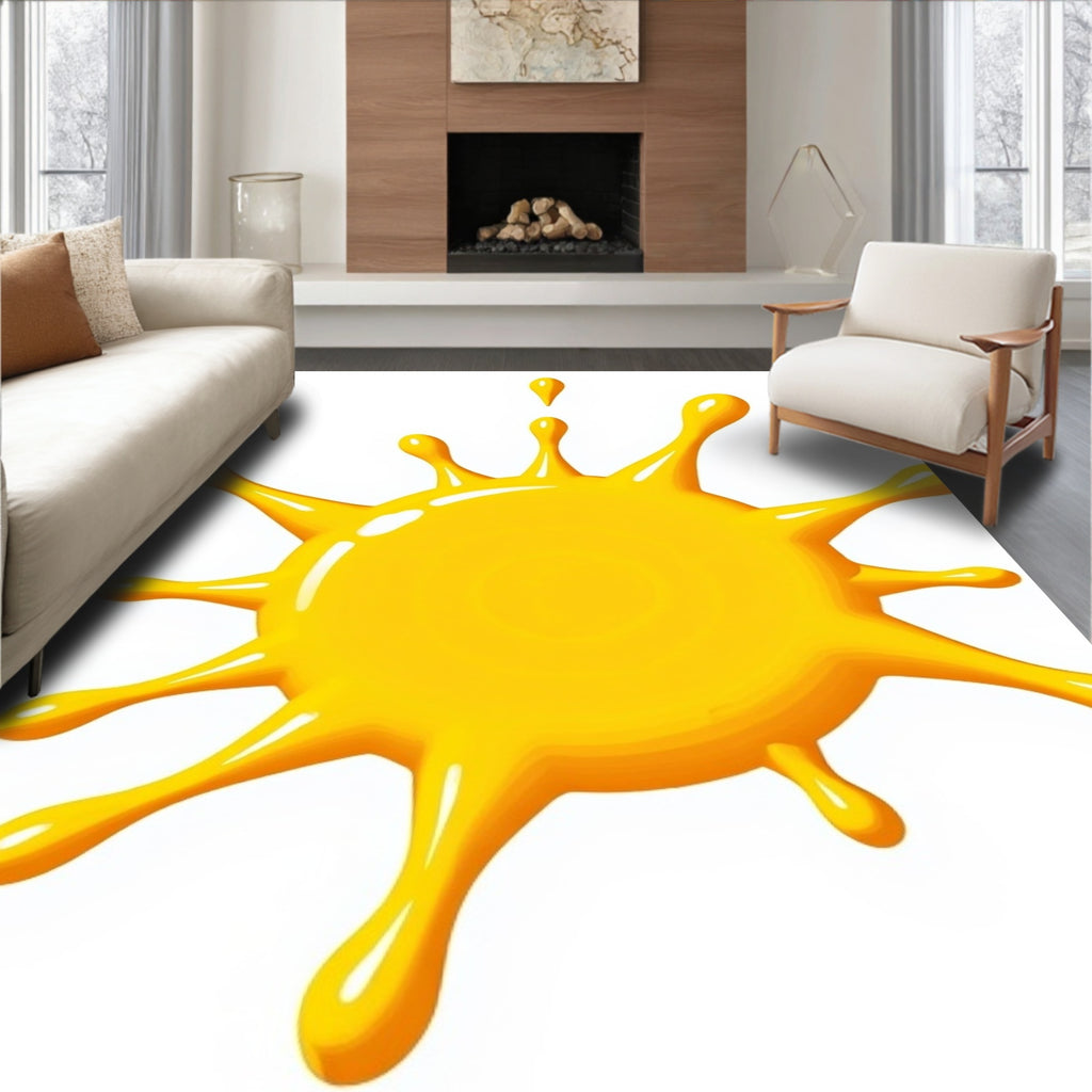 Vibrant Yellow Splatter Splash Rug