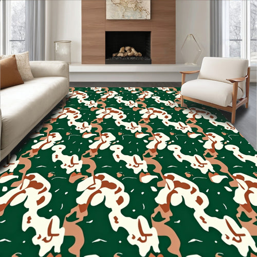Abstract Organic Jade Cream Flow Rug