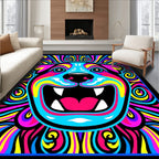 Trippy Neon Dog Swirls Rug