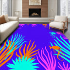 Vibrant Coral Fish Jellyfish Bloom Rug