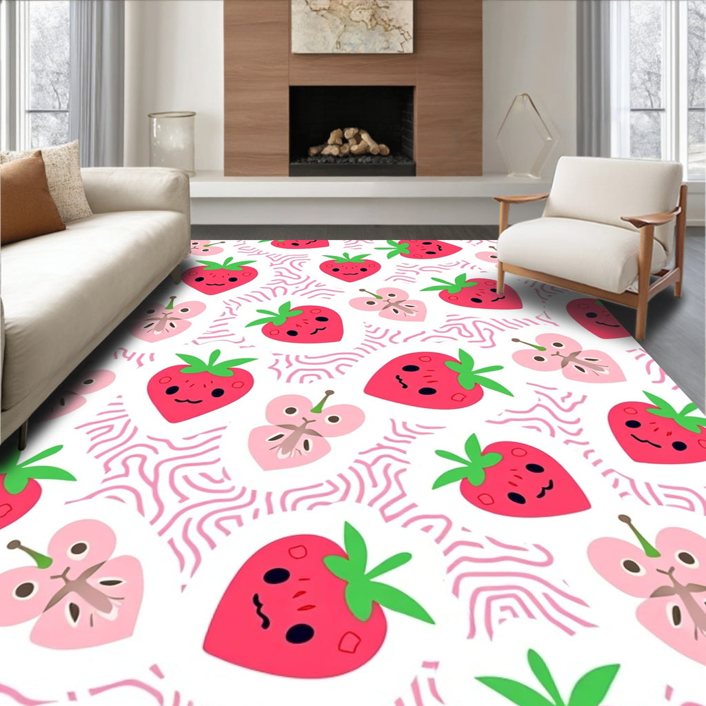 Sweet Strawberry Butterfly Garden Rug