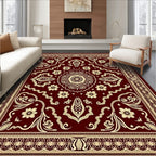 Crimson Cream Floral Ornamental Rug