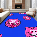 Pink Cat Faces On Royal Blue Rug