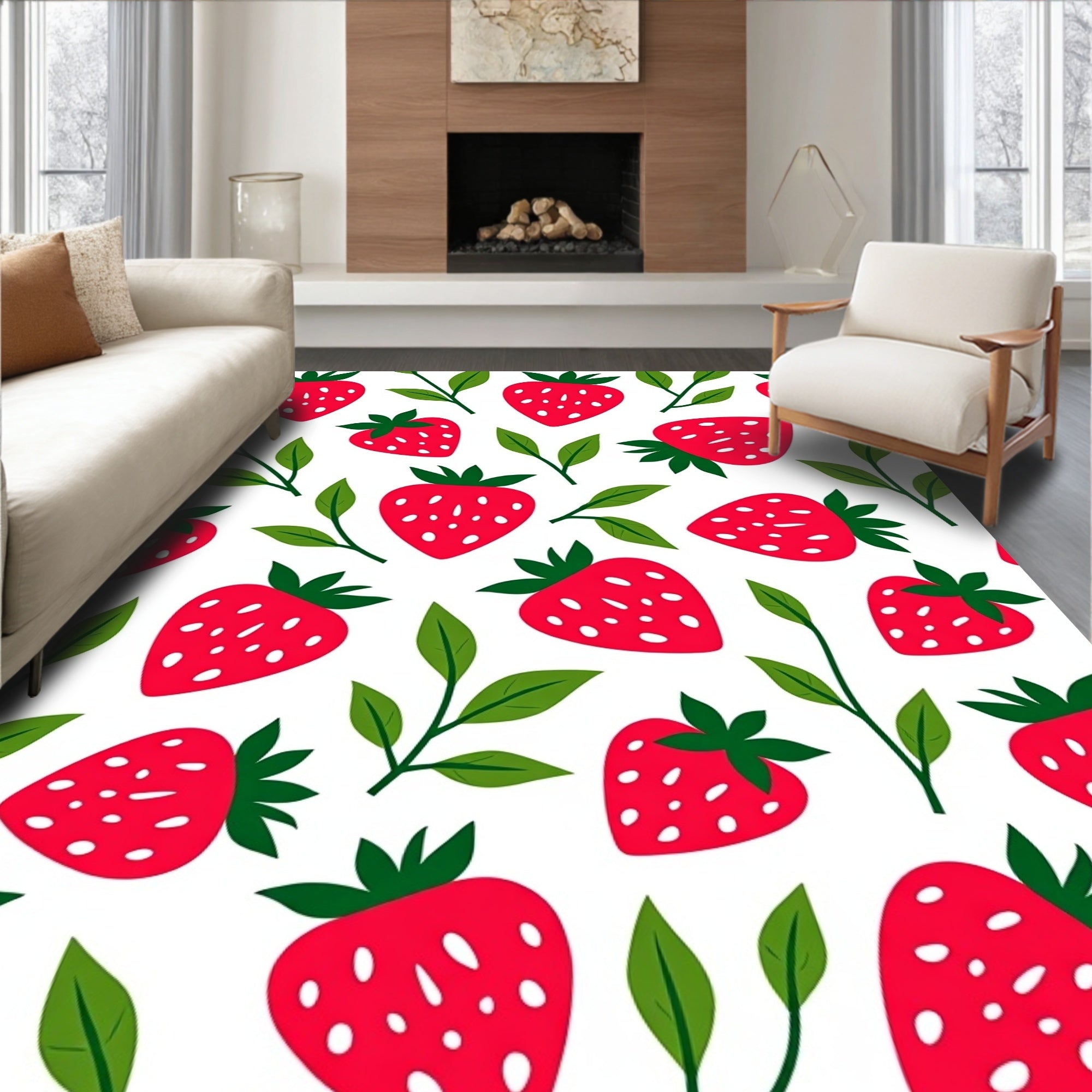 Red strawberry garden Rug
