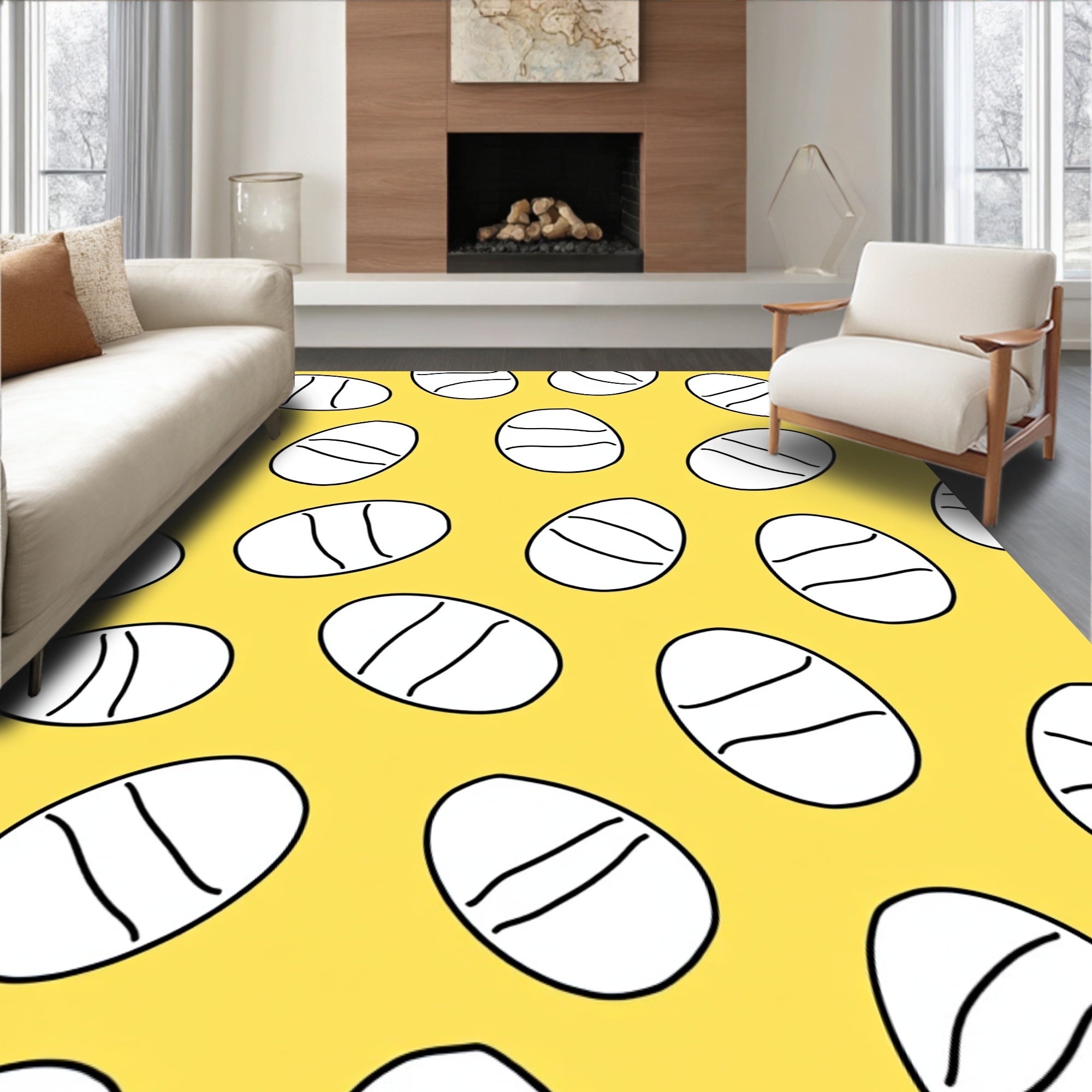 Yellow Yellow Easter Egg Pattern Rug