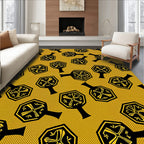 Golden Black Hexagonal Tree Motif Rug