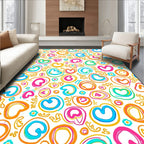 Jubilant Playful Hearts Circles Collage Rug