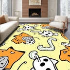 Playful Yellow Orange Cat Collage Rug