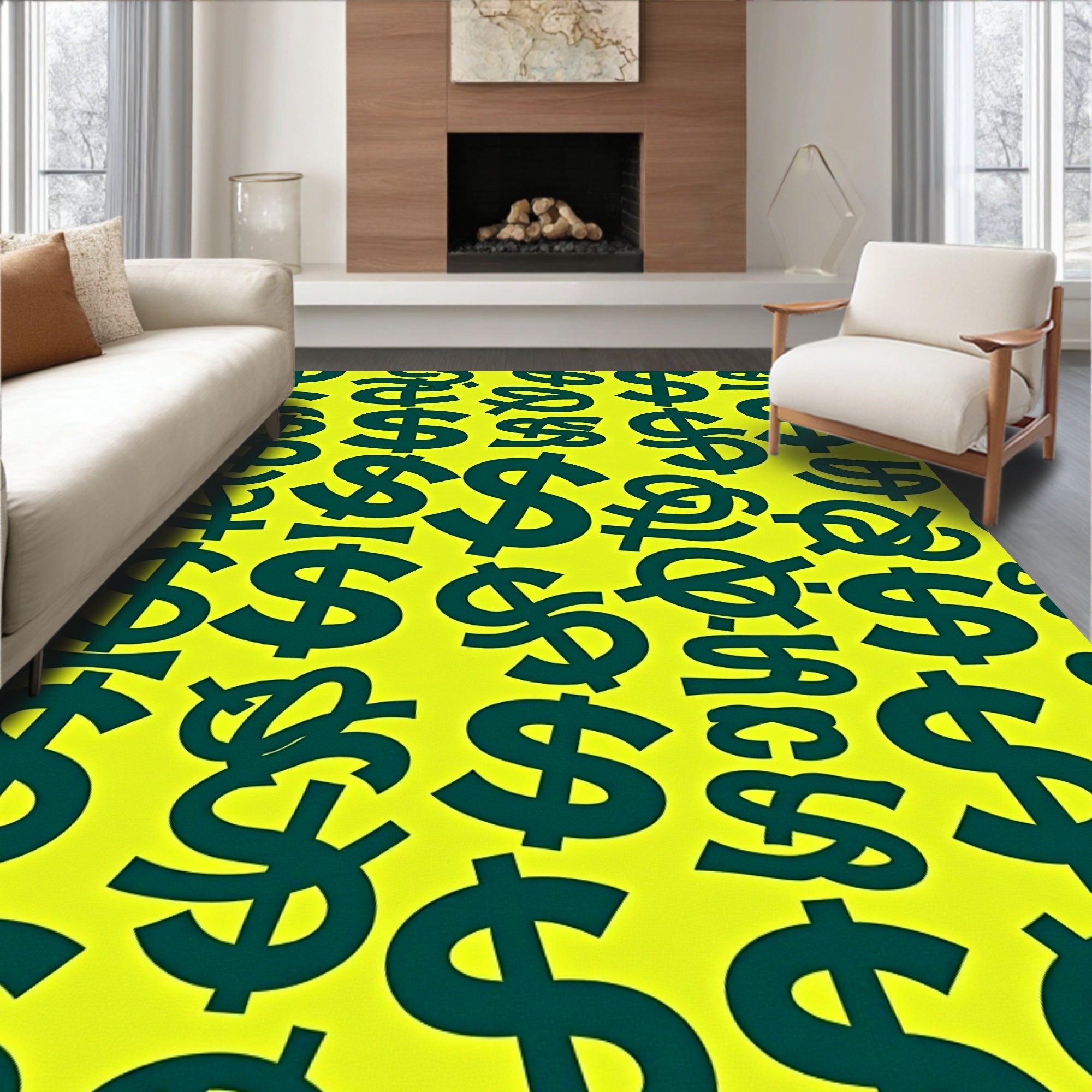 Bold Dollar Sign Repeats Rug