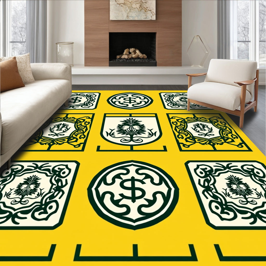 Dark Green Vintage Crest Medallion Rug