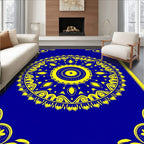 Royal Blue Yellow Medallion Mandala Rug