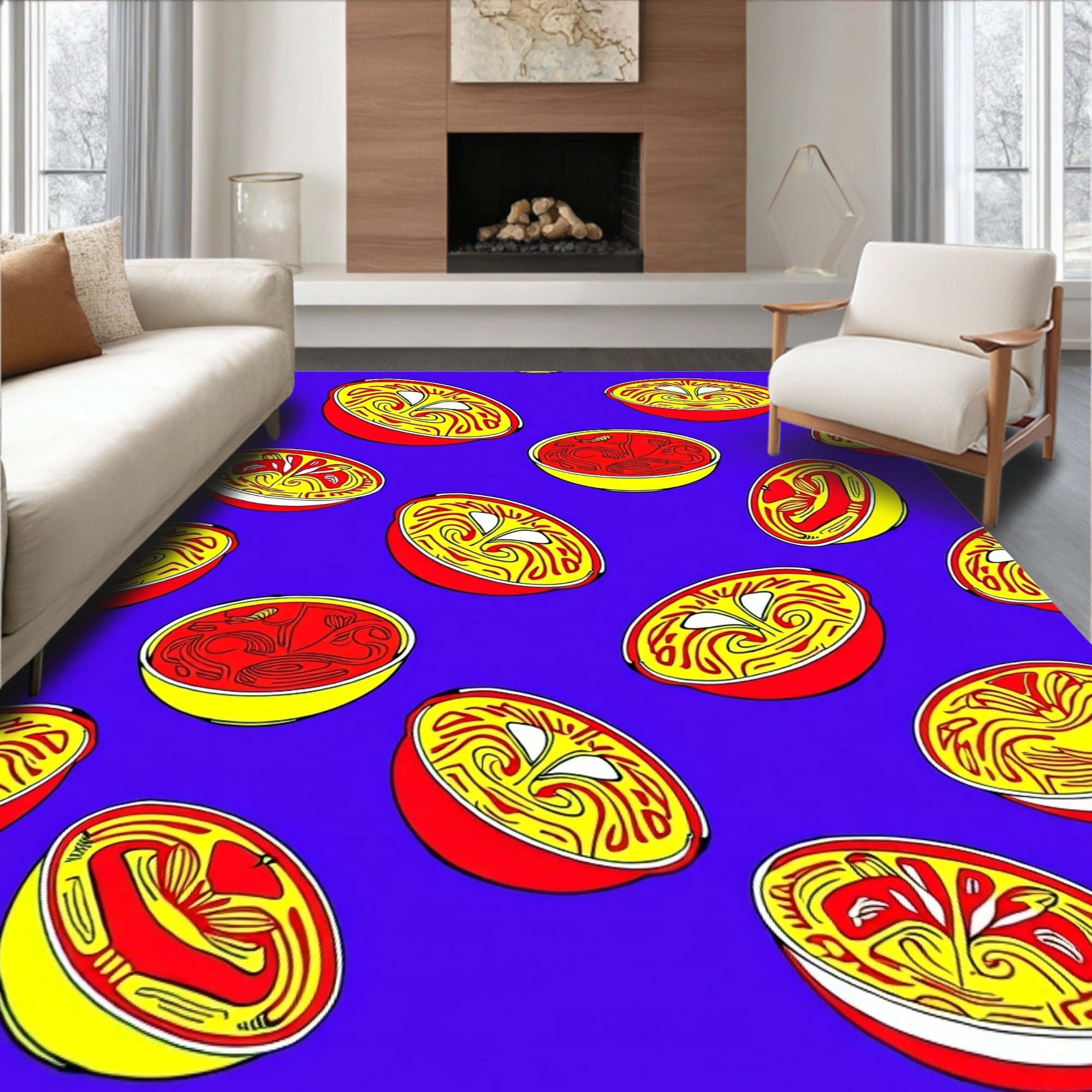 Vibrant Red Citrus Slices Rug