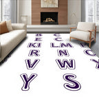 Purple White Alphabet Grid Rug