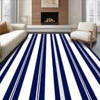 Classic Navy White Pinstripe Stripe Rug