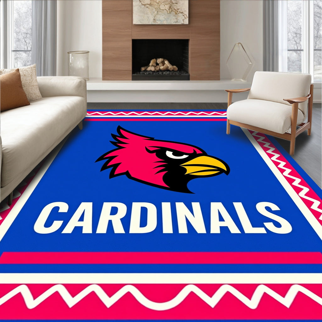 Bold Red Cardinal Emblem Rug
