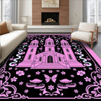 Pink Castle Floral Butterfly Whimsical Rug