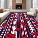 Red White Blue Striped Sports Ball Rug