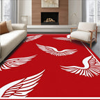 Crimson Wings Floating Across Red Field Rug