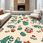 Whimsical Orange Green Animal Foliage Rug