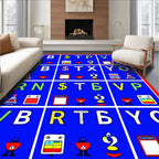 Bold Blue Letter Icon Grid Rug