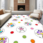 Whimsical Cartoon Characters Dotty Circles Rug
