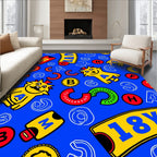 Playful Yellow Cat Alphabet Blocks Rug