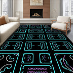 Cybernetic Blue Pink Geometric Frames Rug