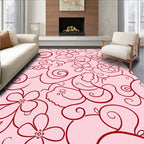 Crimson Floral Swirl Baby Pink Rug