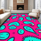 Pink Aqua Cell Cluster Whimsical Rug