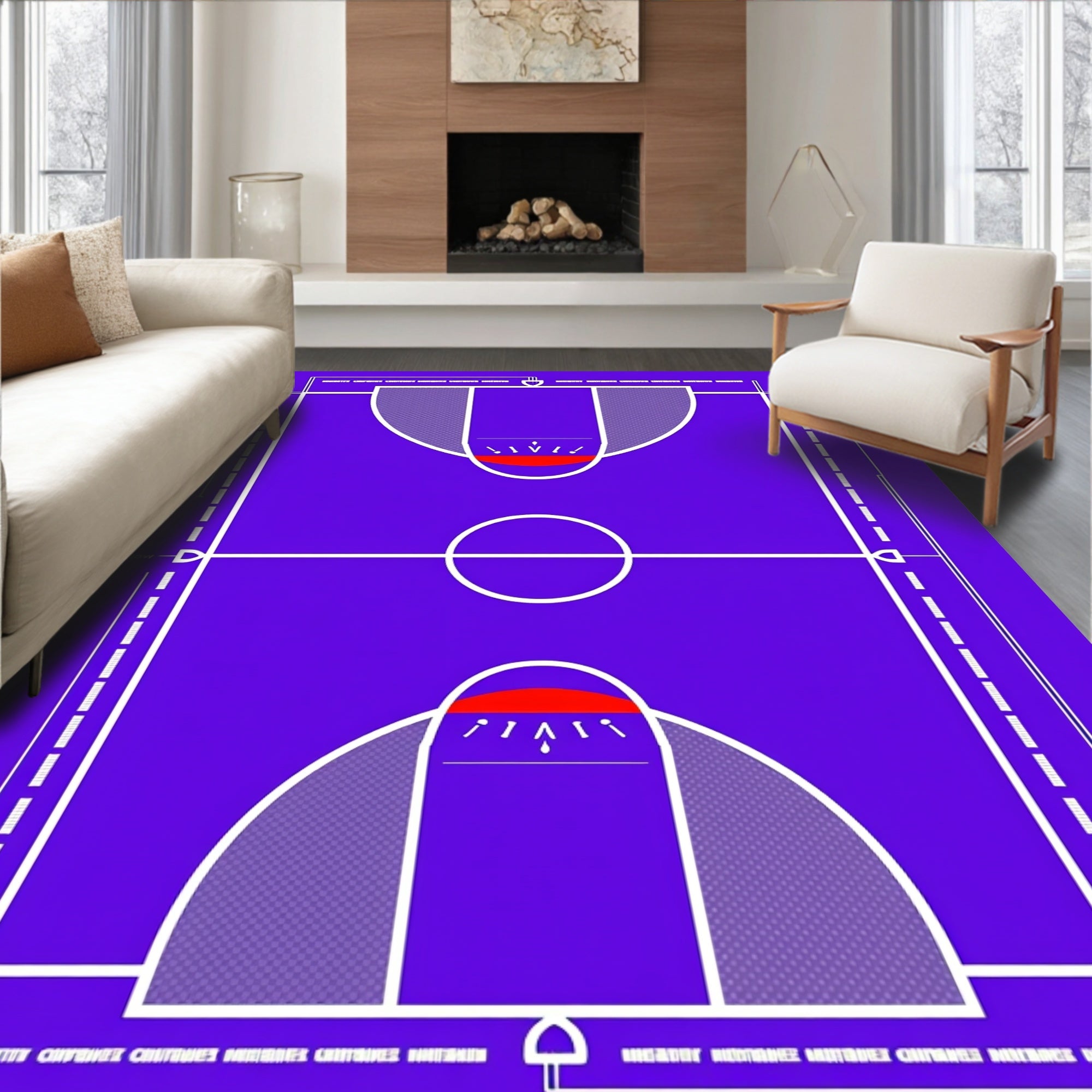 Purple Court Lines Abstract Rug