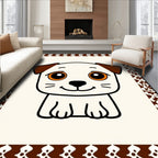 Cute Cream Puppy With Brown Ears Rug