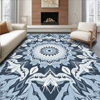 Indigo Blue Floral Mandala Rug