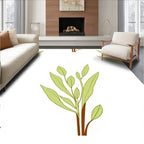 Soft Green Leafy Branch Arrangement Rug