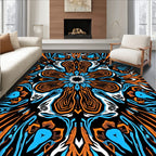 Electric Blue Orange Radial Burst Rug