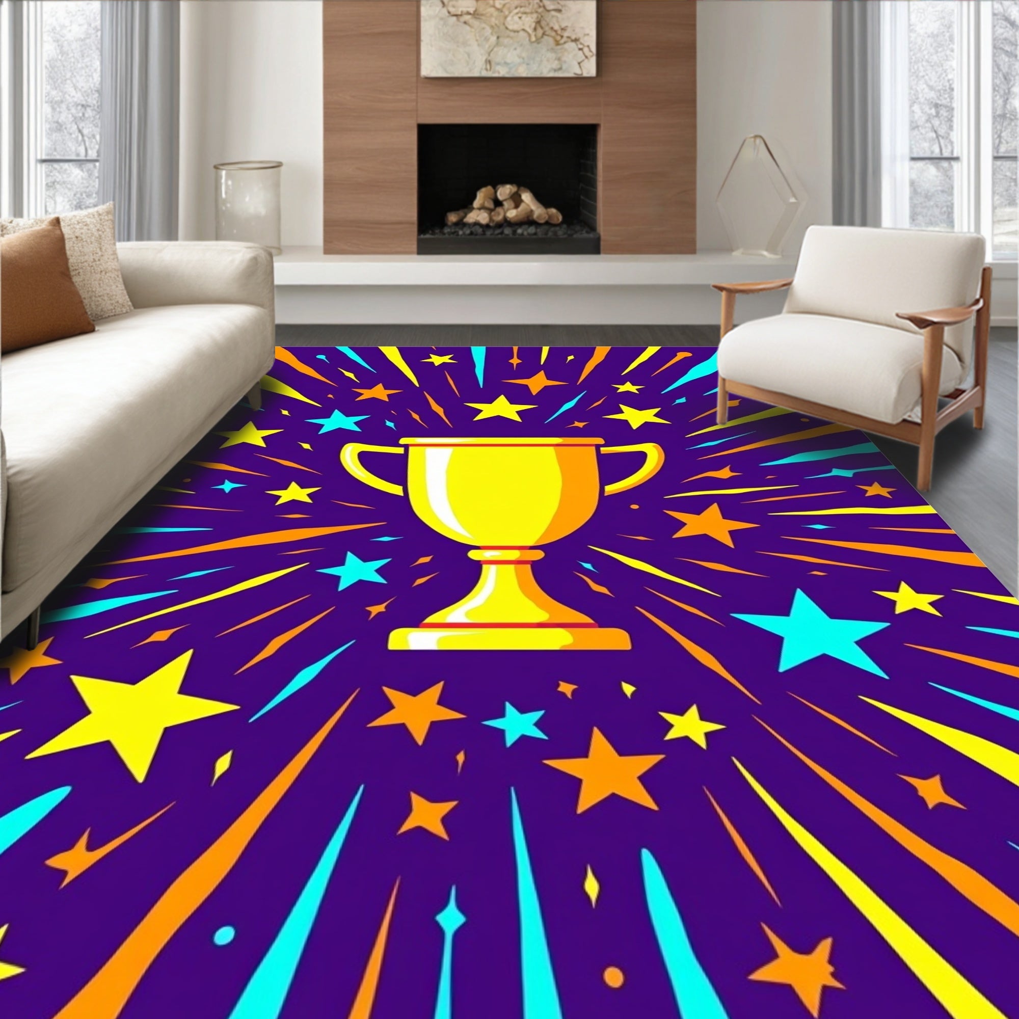 Golden Trophy Shooting Star Burst Rug