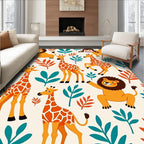 Whimsical Jungle Safari Animals Garden Rug