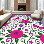 Pink Rose Butterfly Garden Swirl Rug