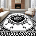 Monochromatic Ornate Mandala Starburst Rug